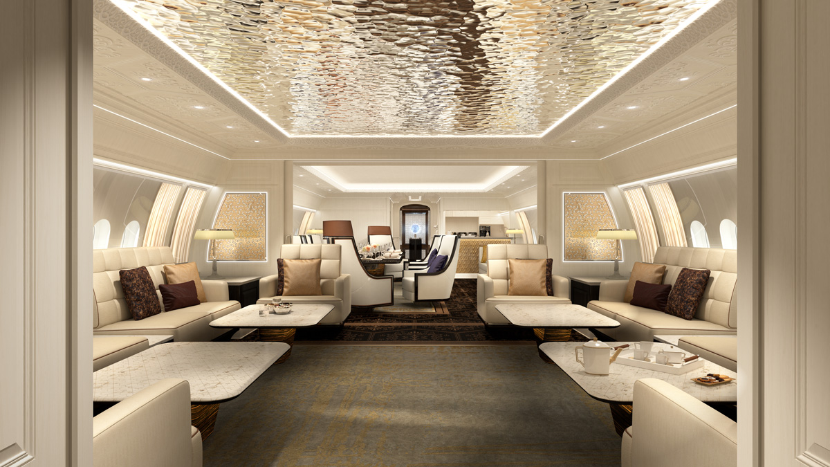 Interior of 777X jet comfort lounge