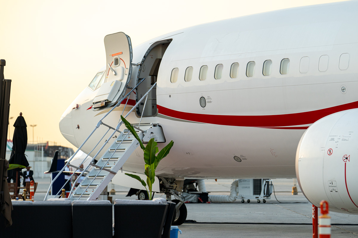 Middle East and North Africa's leading business aviation event in Dubai - Exterior of jet stairs extended