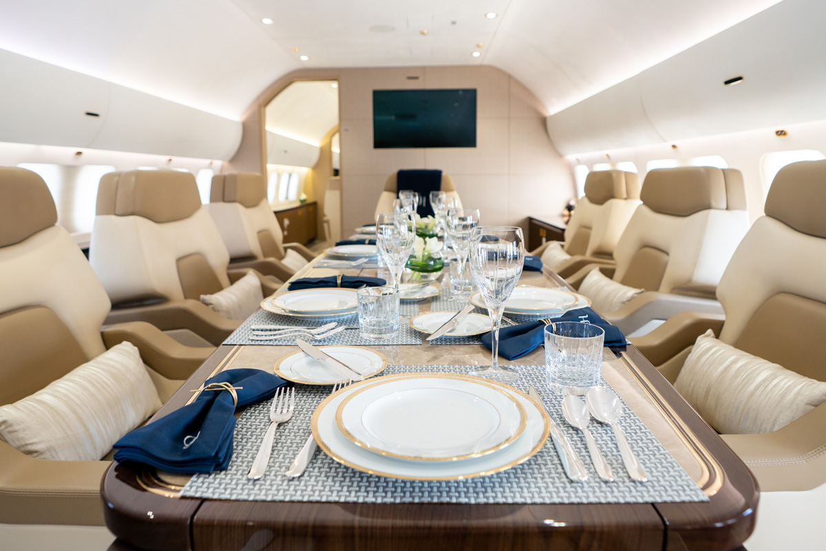 Middle East and North Africa's leading business aviation event in Dubai - Jet's interior dining area