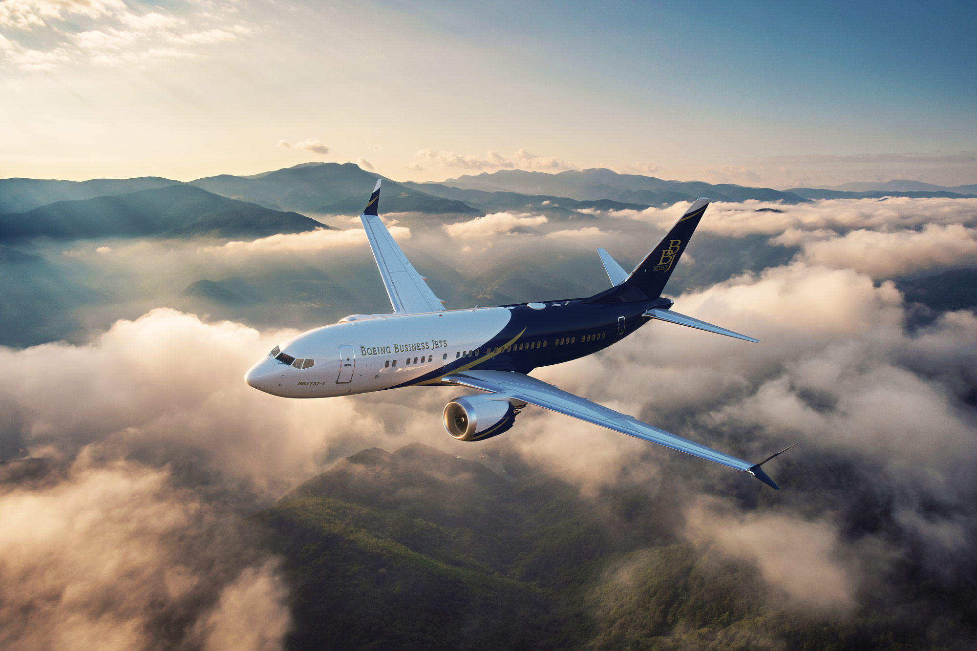 BBJ Select flying over clouds